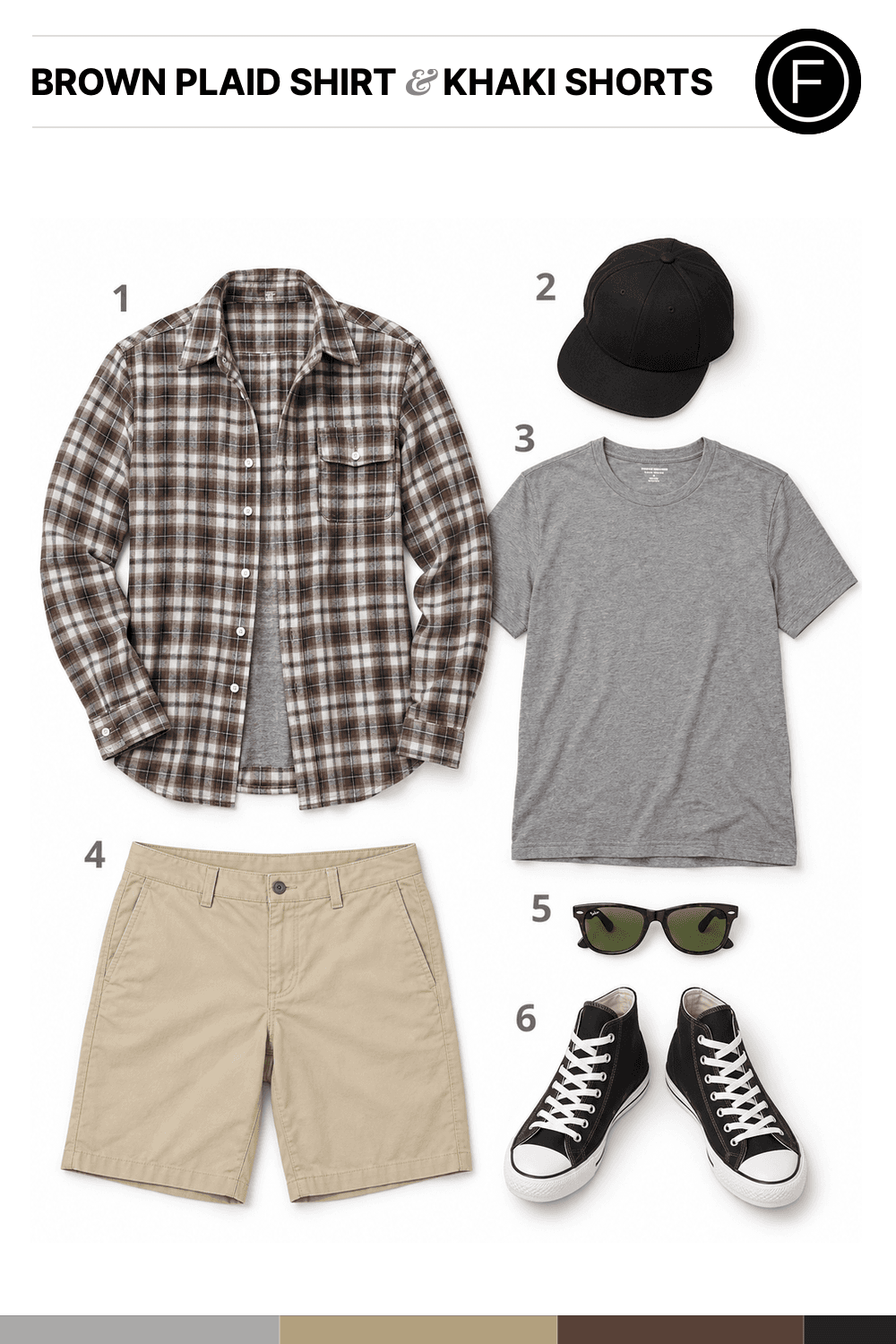 Liam Hemsworth’s Brown Plaid Shirt & Khaki Shorts Outfit