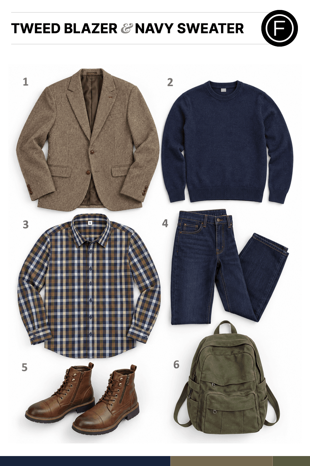 Matt Bomer’s Tweed Blazer & Navy Sweater Outfit